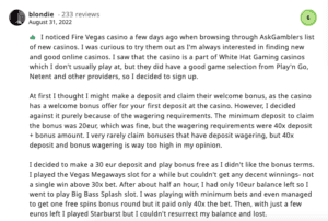 Recensione di Fire Vegas Casino: Un Ardente e Appassionante Newcomer